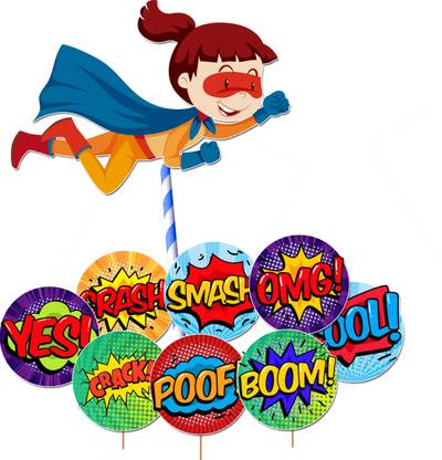 Suruchi Strokes Supergirl Cake Topper Set - 1 Big & 8 Small