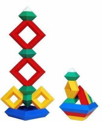 KHUSH Building Blocks Set Pyramid Toy Developmental Your Child Imagination Cognitive Skills Block Game Kids (Multicolour)