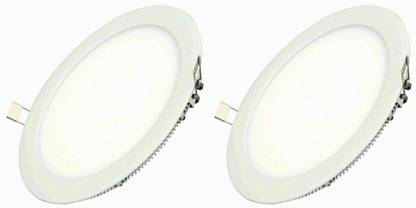 FOS 20W LED Panel Light, 2000 LUMENS - Slim | Round | Cool White 6500k (PACK OF 2) Recessed Ceiling Light Ceiling Lamp