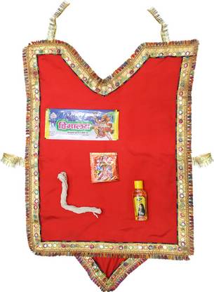 Ganpati Pujan Hanuman ji ka chola, Silver bark, Sindoor, Janau, Chameli tail Dress