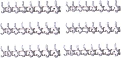 Sureify Stainless Steel And Aluminium Alloys Fescue Wall Hook 8 Legs Silver Pack of 6 Hook Rail 8