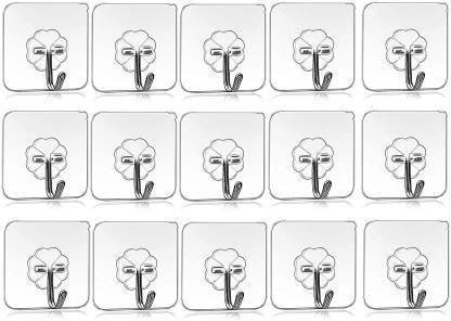 WAIT2SHOP 15 Pcs Self Adhesive Wall Hooks, Heavy Duty Sticky Hooks For Hanging 10KG (Max), Waterproof Transparent Adhesive Hooks For Wall, Wall Hangers For Hanging Kitchen Bathroom Bedroom Accessories Hook/Strong Adhesive Hook Wall Door Sticky Hanger Holder For Kitchen Bathroom Hook Hook 15