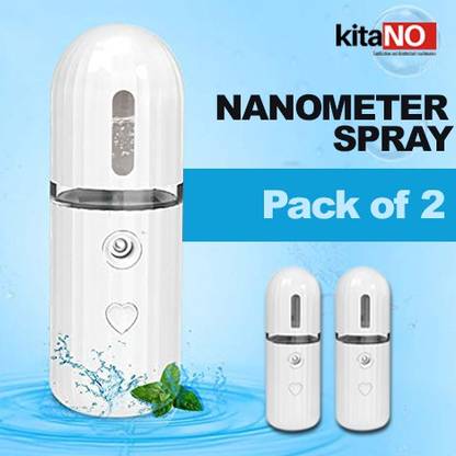 PELUCHE Kitano Nano Disinfectant Sprayer 30ML with 500 mAh USB Rechargeable battery with complete ABS Body (Set of 2 Pcs - White/ Pink Color) 30 ml Liquid Dispenser
