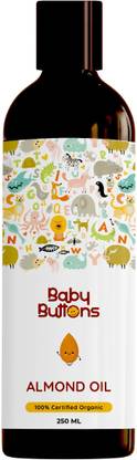 BabyButtons Sweet Almond Oil |100% Pure USDA Certified Organic | Cold Pressed | For All Types of Hair and Skin (No Paraben & No Mineral Oils)