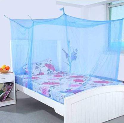 AP KARUR Nylon Adults Washable Mosquito Net Pest Control Comfortable for Family, 100% Air Flows(Blue Net,4x6.5ft) Mosquito Net