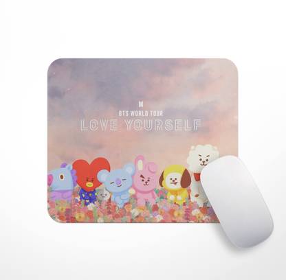 HeartInk BTS Bangtan Boys BT21 Theme Fan Art Printed Anti Skit Laptop/Computer Mouse Pad - HIKBT21MP04 Non Slip Base Mousepad