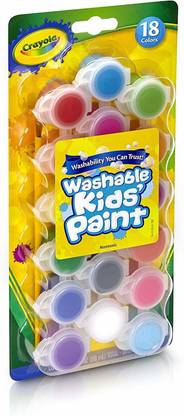 CRAYOLA Washable Kid's Paint Pots with One Brush Classic and Bold (18 Count)