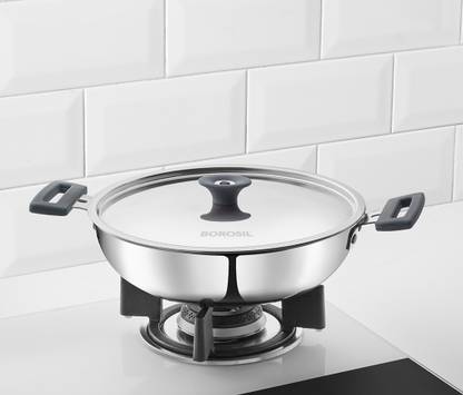 BOROSIL Cookfresh Tri-ply Kadhai 20 cm diameter with Lid 1.5 L capacity
