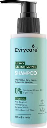 evrycare Heavy Moisturizing Shampoo – With Willow Bark, Neem, Calendula Extracts & Vitamin-E – To optimize moisture balance for healthy looking hair gently cleanses dandruff, Itchy Scalp leaving hair Smooth and shiny - All-natural & organic – Sulphate free, Paraben free - 100ML