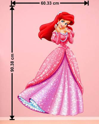 balkrishna wall stickers 60 cm 3d Disiney princess ariel walt disney pink wall sticker Size-40x60 cm123 Self Adhesive Sticker