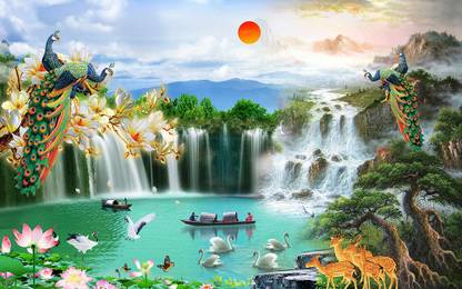 ALL DECORATIVE DESIGN Vinyl Nature Multicolor Wallpaper