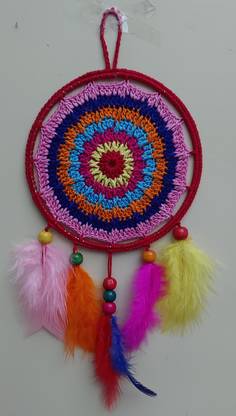 ArtsbySushma Multicolor SpiderWeb Crochet work handmade DreamCatcher Cotton, Feather Dream Catcher