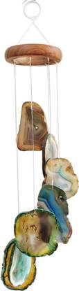 Shubhanjali Green Agate Slice Windchime,Windchime for Positive Energy,Agate Sliced Geode Wind Chime Hanging Soothing Melodious Sound Energy for Home, Office,Balcony, Window Crystal Windchime