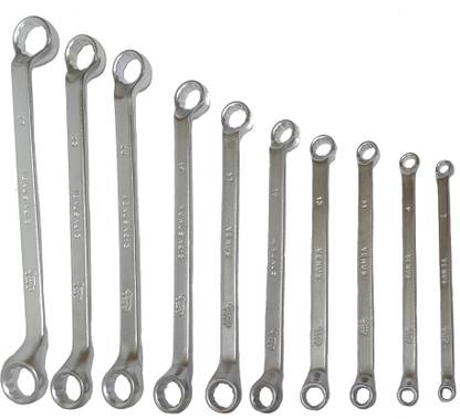 Venus hand tools VMRS-10 Shallow Offset Ring Spanner Set (10 Pcs) Size 6 - 27 mm, CRV steel Double Sided Box End Wrench