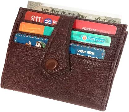 Productmine Credit Card Holders for Men Women Leather   ATM Debit Card Holder Travel Wallet- 1 Pc Brown 10 Card Holder