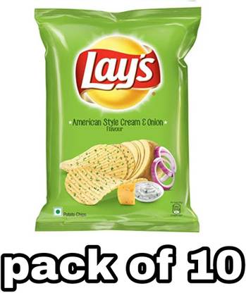 Lay's Cream and onion chips pack of 10 Chips
