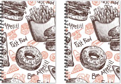ESCAPER Bon Appetit Pizza Slice (Ruled - A5 Size - Pack of 2 Diaries) Food Diaries, Fast Food Diaries, Pizza Diaries, Food Lovers Diaries A5 Diary Ruled 80 Pages
