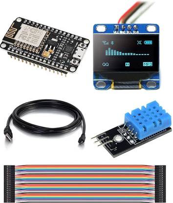 Aktronics ESP8266 Starter Kit ESP8266 Weather Station Kit for IoT Arduino IDE with ESP8266 ESP-12E Development Board 0.96" OLED Display and DHT11 Temperature and Humidity Sensor Educational Electronic Hobby Kit