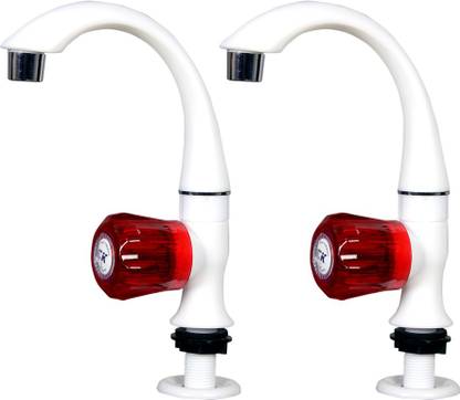 TechHark PVC Water taps for Kitchen Sink Faucet/Plastic Sink Cock tap Wall Mounted Standard Size 1/2'' (15mm) White. Faucet Set