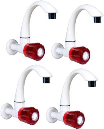 TechHark PVC Water taps for Kitchen Sink Faucet/Plastic Sink Cock tap Wall Mounted Standard Size 1/2'' (15mm) White Faucet Set