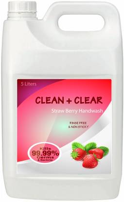 clean + clear ORGANIC strawberry Handwash |Germs Protection|RefillPack |5Liter Hand Wash Can (5 L) Hand Wash Can