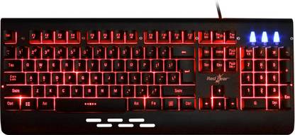 Redgear Blaze 7 / Aluminum Body, 7 LED Color Backlit, 19 Anti-Ghosting Keys, Membrane Wired USB Standard Gaming Keyboard