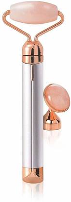 lukzer Vibrating 2-in-1 Facial Roller Face Massager Rose Quartz Facial Rolling Anti-Aging, Anti-Wrinkles, Skin Tightening Dark Circles Removal Tool Massager