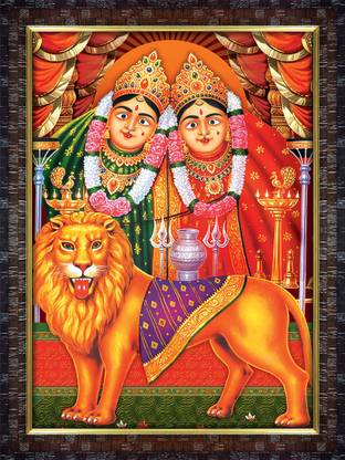 KBH Art Gallery Chamunda Mata Vertical Size (15X20) Religious Frame Religious Frame