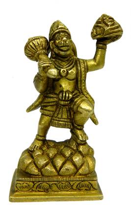 B H A R A T H A A T Brass Lord Hanuman Ji Statue Idol Murti Showpiece (2.5 x 2 x 5 inches) Decorative Showpiece  -  12.7 cm
