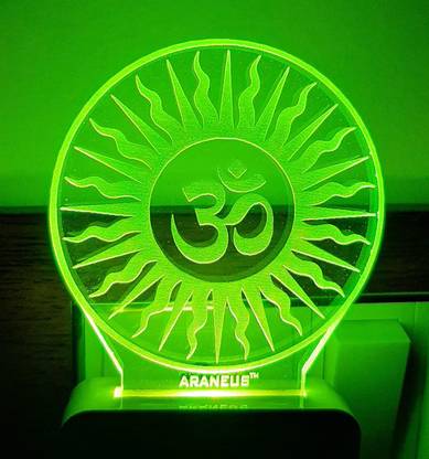 UNICEPT OM SHANTI 3D illusion Extremely Night Lamp comes with 7 Multicolor lighting effect Night Lamp Night Lamp