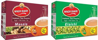 Waghbakri Instant Tea PREMIX ELAICHI & Masala Combo Pack Instant Tea Box