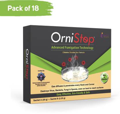 Ornistop Gas Disinfectant Air Fumigation Sterilizer, Sanitizer, Destroys Virus, Bacteria, Fungi & Spores Even On Hard To Reach Surface. Certified, Recommended Formula by WHO