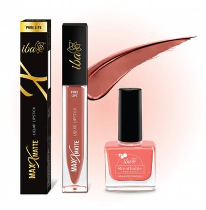 Iba Fresh as Peach Combo (Maxx Matte Liquid Lipstick Fresh Peach + Breathable Nail Color Peach Echo)