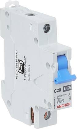 Anchor By Panasonic 99004 UNO (6kA) 20 Ampere C Curve Single Pole MCB 99004 MCB