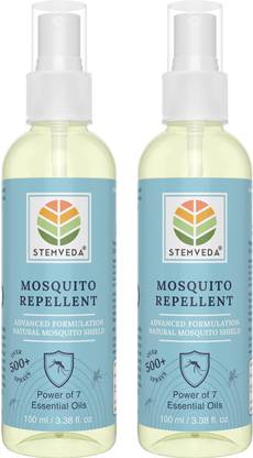 STEMVEDA Herbal Mosquito Repellent Spray (Pack of 2) (Net Qty. 200ml) | Advanced Mosquito Shield with the Power of 7 Pure Essential Oils and Natural Extracts | Safe for Babies and Young Kids | Suitable for Use on Fabric and Clothes