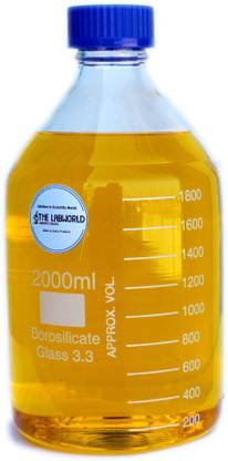 THE LABWORLD Glass Reagent bottle for lab 2000 ml(2LTRS) with screw cap Borosilicate glassware wide mouth chemical bottles for lab,1 piece Laboratory Dropper Bottle