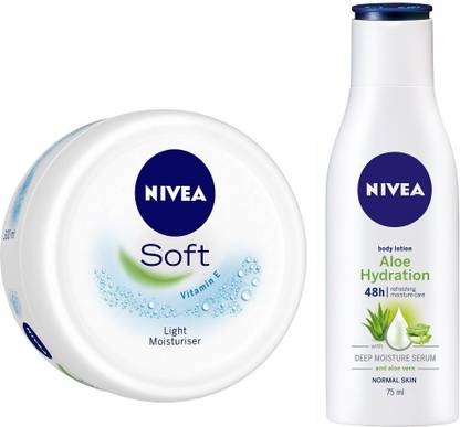 NIVEA Soft Moisturising Crme 300ml with Aloe Hydration Body Lotion, 75ml
