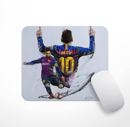 HeartInk Lionel Messi Theme Fan Art Printed Anti Skit Laptop/Computer Mouse Pad - HIKMSIMP18 Mousepad