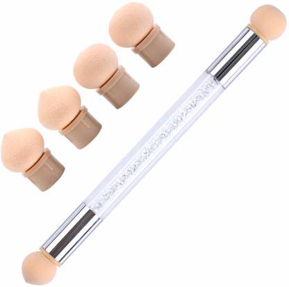 Trendy Look Sponge Nail Art Tool Pen Dual Head Nail Sponge Brush Picking Dotting Gradient Ombre Nail Pen Brush With 4 Replacement Heads (Multi Colour)