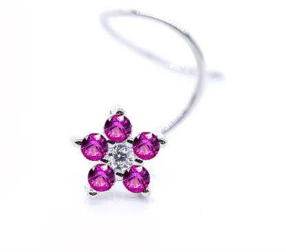 jsaj Ruby Sterling Silver Plated Sterling Silver Nose Stud