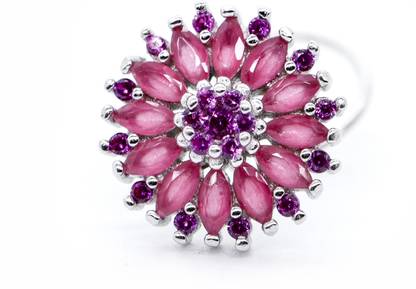 jsaj Ruby Sterling Silver Plated Sterling Silver Nose Stud