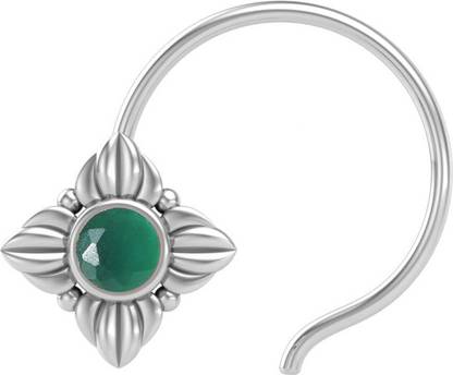 jsaj Emerald Sterling Silver Plated Sterling Silver Nose Stud