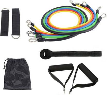 STOCKHAWKERS Resistance Exercise Toning Tube Bands Set 11 Pcs- Home,Gym,Stretching-Men-Women Resistance Tube