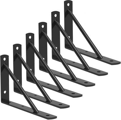 DILNAZ ART Shelf Brackets 10 Inch Heavy Duty Metal Shelf Holders, Industrial Rustic Farmhouse Iron Floating Shelf Bracket for Open Shelving, Right Angle L Brackets for Wall Mounted Shelves (6 Pack) 90 Shelf Bracket