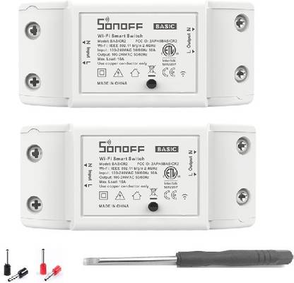 Sonoff Smart Wifi Switch for Home Automation - Smart WiFi Wireless Switch, 10A 2200W, Compatible with Alexa, Google Home, Free App Support Android & iOS Smart Plug (White) (Pack of 2) Smart Switch
