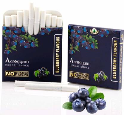 Aarogyam Herbals Tobacco and Nicotine Free Herbal Flavor Cigarette For Relieving Stress and Mood Enhance Product - Blueberry Flavor (2 Packets) Smoking Cessations