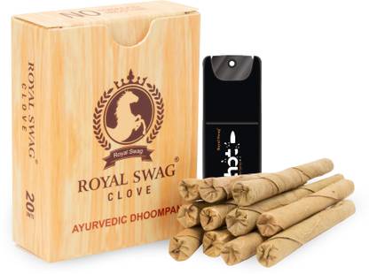 ROYAL SWAG Ayurvedic & Herbal Long Bidi Smoke, (Pack of 1 X 20 Bidi Sticks Per Pack) With 15 ml Shot to Stop Nicotine Craving Tobacco Free Dhoompan Helps in Quit Smoking - (20 Sticks, 1 Shot) SET OF 2 Smoking Cessations