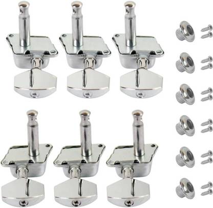 KANHA HUB Chrome Tuning Peg Silver for Acoustic Guitar Parts Tuners Keys Guitar Tuning Pegs Tuners Machine Heads 3R+3L(6 PCS) Manual Analog Tuner