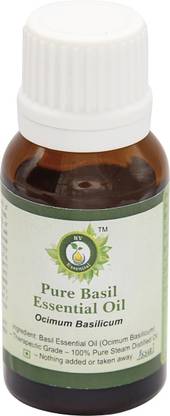 R V एसेंशियल बेसिल एसेंशियल ऑइल 10ml- ओसीमम बेसिलिकम (100% प्योर और नेचुरल स्टीम डिस्टिल्ड)