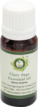R V एसेंशियल Clary Sage Essential Oil 10ml- Salvia Sclarea (100% Pure and Natural Steam Distilled)